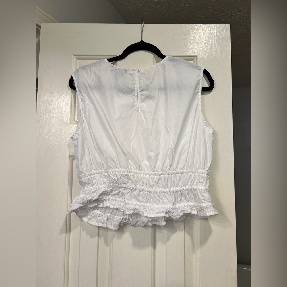 J Crew Hyacinth Top in Cotton Poplin in White Size Medium NWOT - Picture 6 of 8